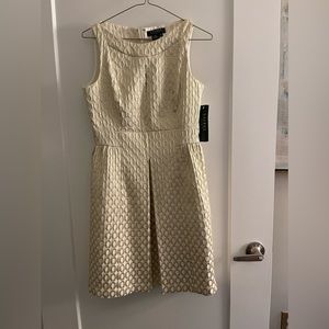NWT Lauren Ralph Lauren ivory/gold cocktail dress.